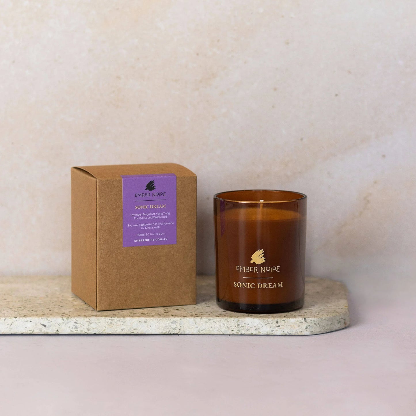 Sonic Dream - Lavender, Bergamot, Ylang Ylang, Eucalyptus & Cedarwood Soy Wax Candle - Ember Noire