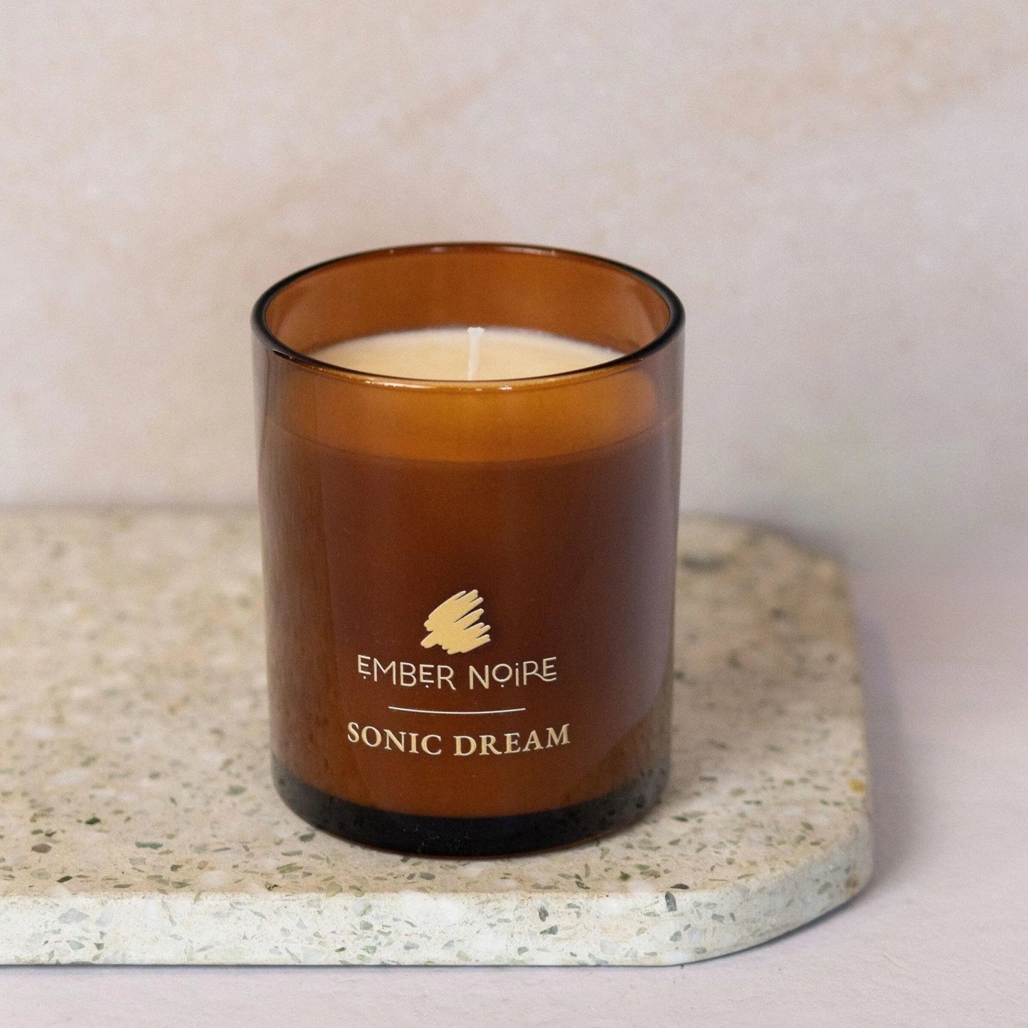 Sonic Dream relaxation candle detail showing natural soy wax