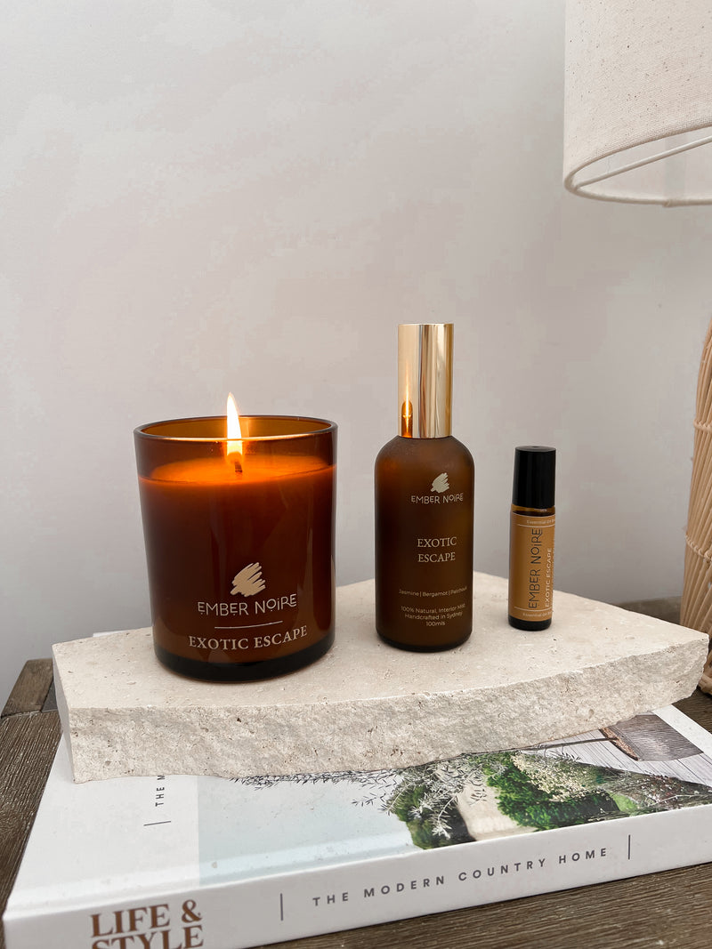 Ember Noire natural soy candle product styled photograph