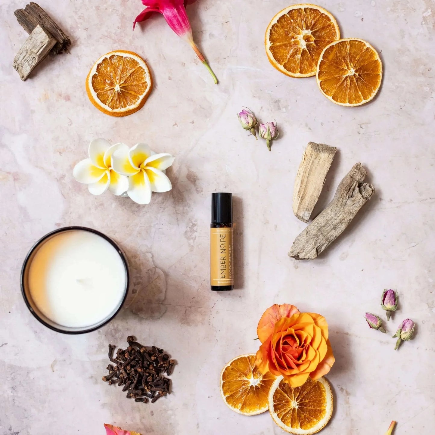 Exotic Escape aromatherapy roller by Ember Noire - ylang ylang and jasmine pulse point oil for mood boost