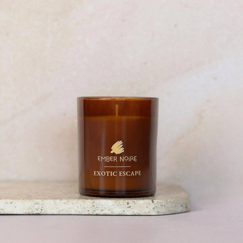 Natural soy wax close-up of Exotic Escape candle - low-tox, hand-poured in Sydney with pure essential oils