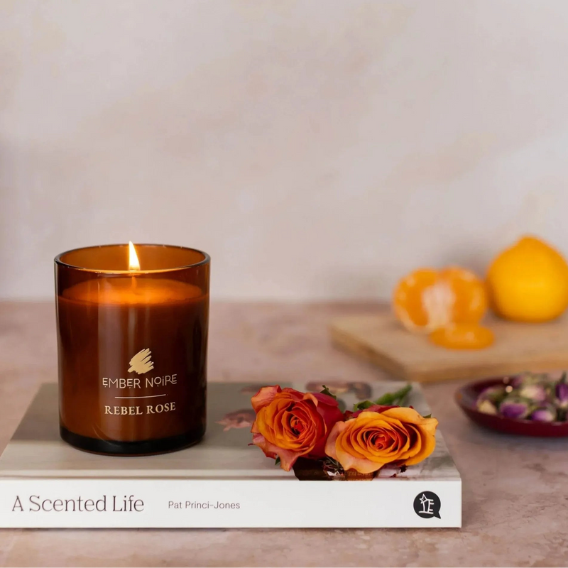 Rebel Rose - Rose Geranium, Mandarin, Bergamot, Jojoba, Neroli Soy Wax Natural Scented Candle - by Ember Noire