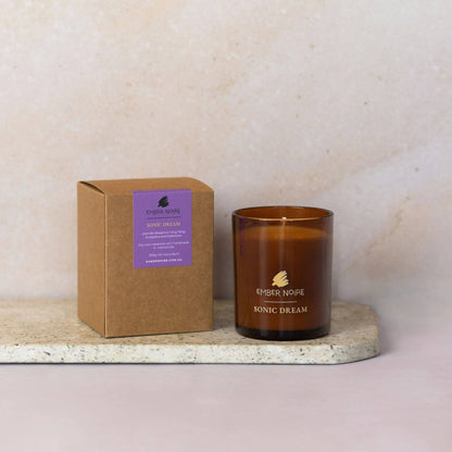 Sonic Dream aromatherapy candle shown as part of the Deep Sleep Ritual gift set